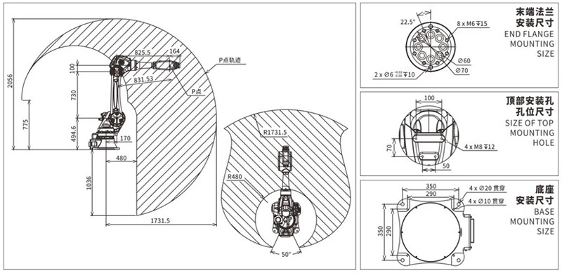 CNC Robot Arm Working Envelope Diagram CNC Robot Arm Working Envelope Diagram