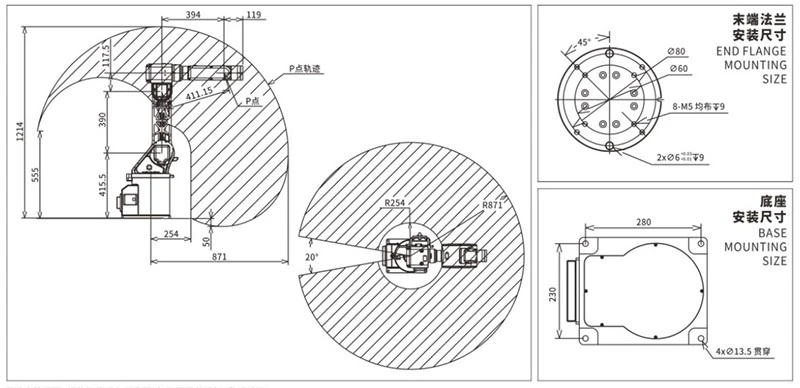 CNC Tending Robot Working Envelope Diagram CNC Tending Robot Working Envelope Diagram